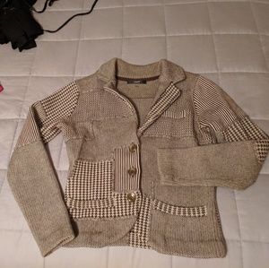 Avec Soft Knit Brown and Tan Patchwork Blazer